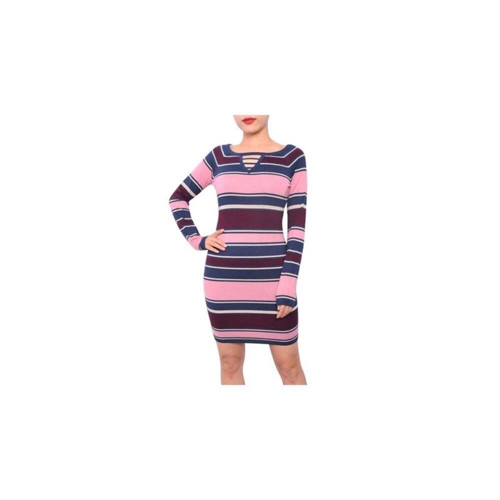 PLANET GOLD Womens Cut Out Long Sleeve Keyhole Above The Knee Body Con Dress - Picture 1 of 2